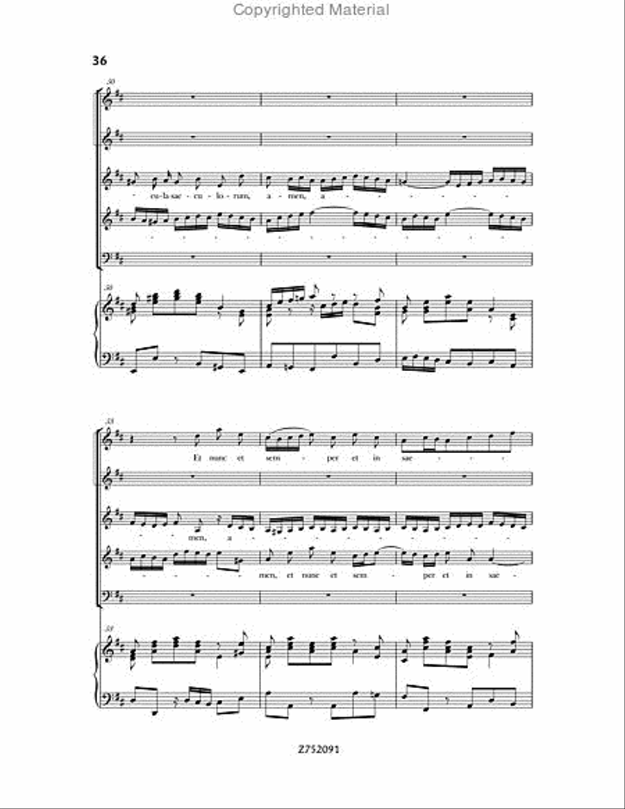 Cantata No. 191: Gloria in Excelsis Deo, BWV 191 4-Part scores gallery preview page 36