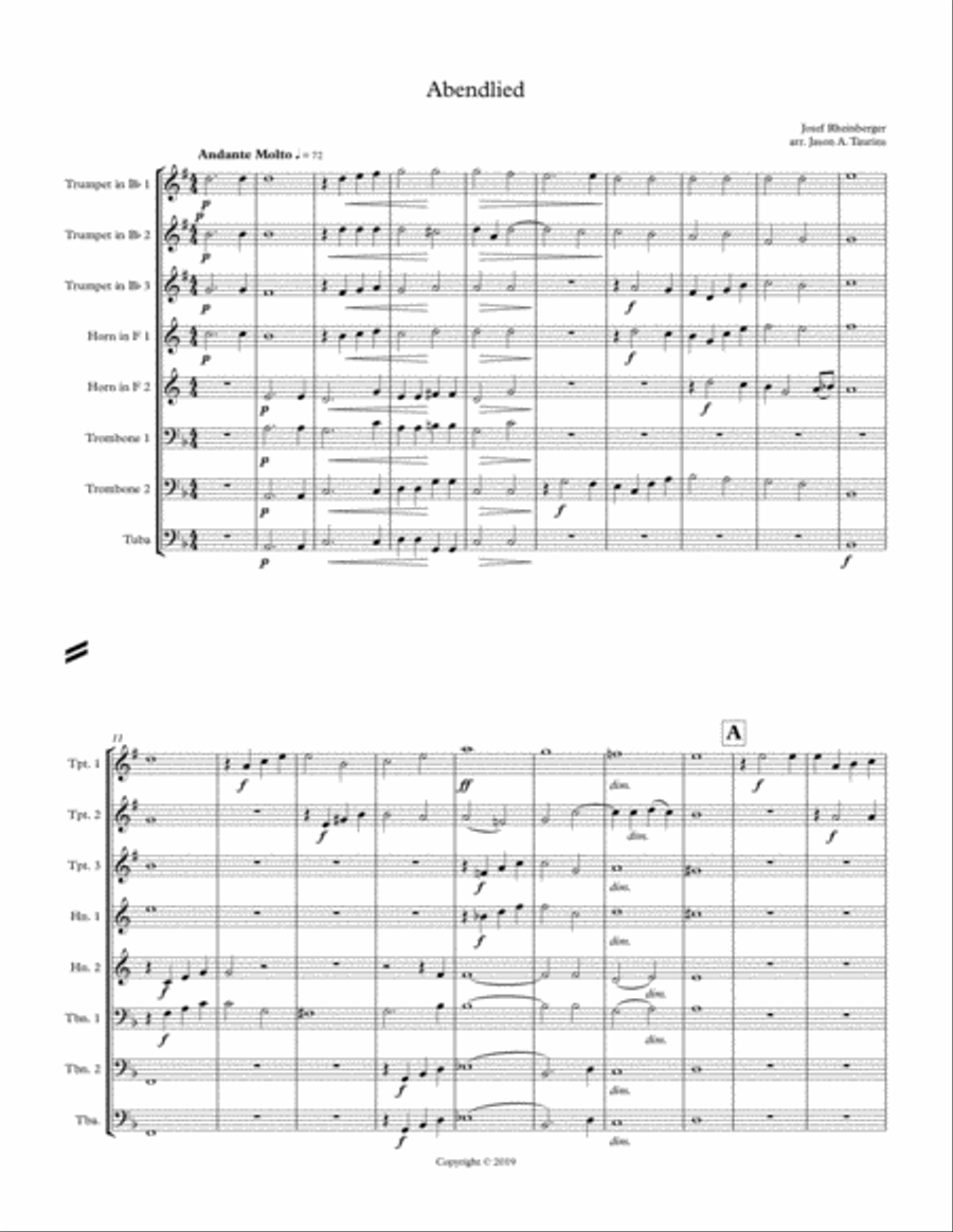 Abendlied for Brass Ensemble Brass Ensemble scores gallery preview page 2