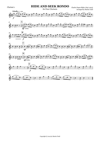 Hide and Seek Rondo for Four Clarinets image number null