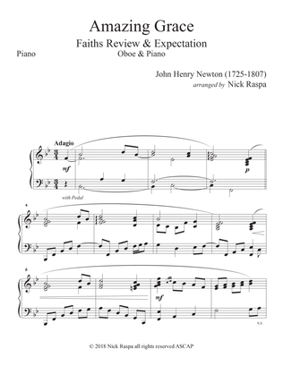 Book cover for Amazing Grace (Oboe & Piano) Piano part