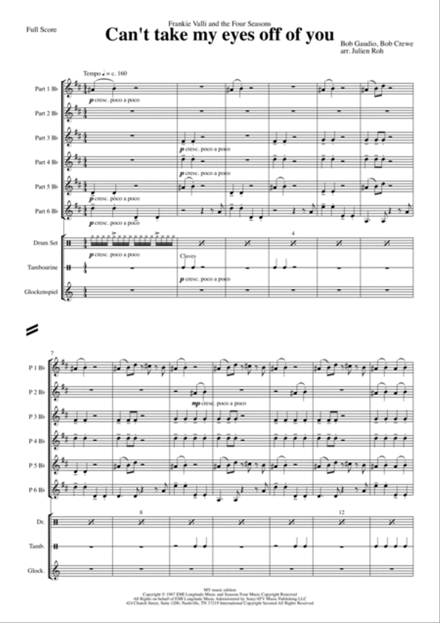 Can't Take My Eyes Off Of You Concert Band scores gallery preview page 1