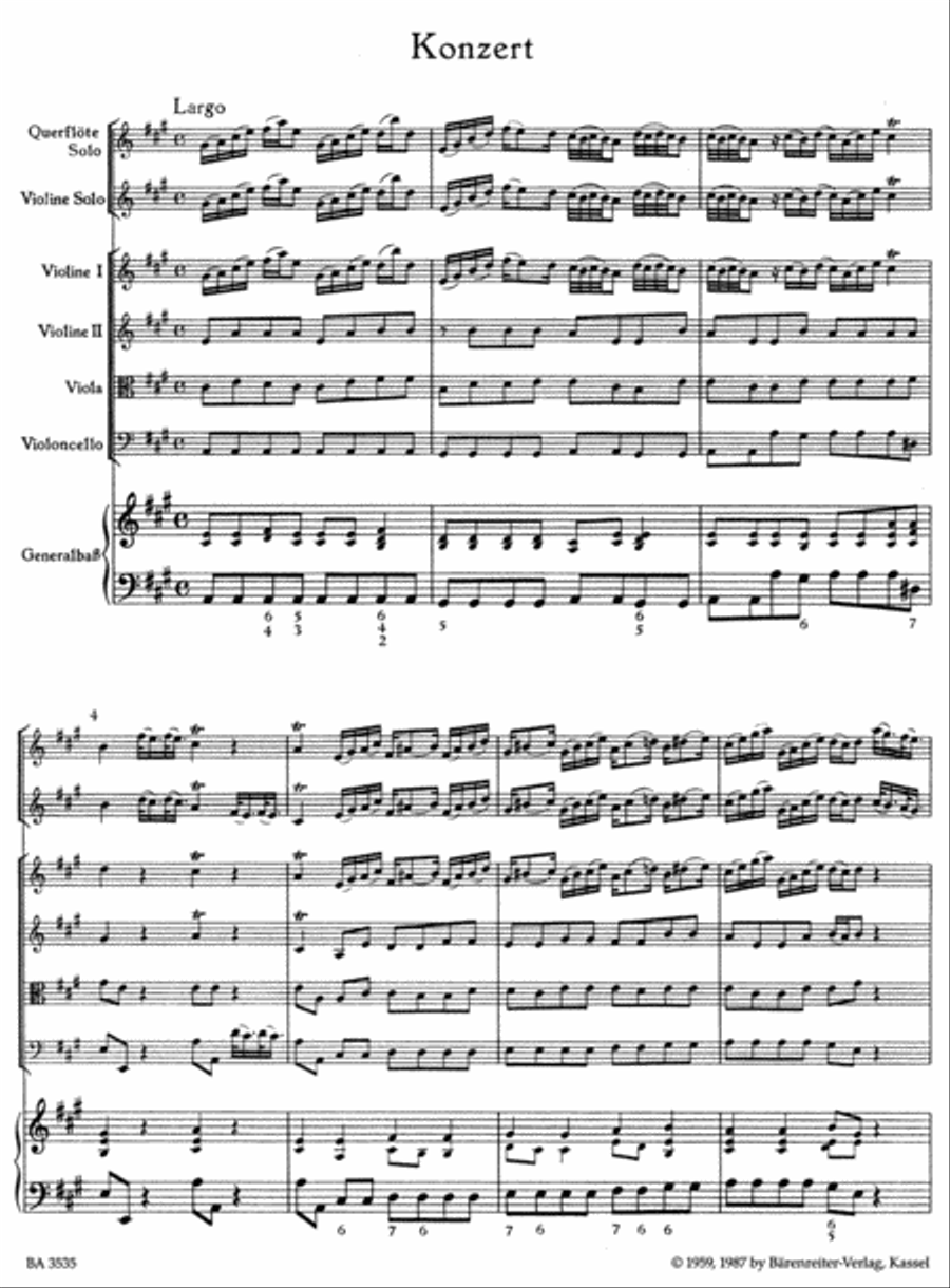 Concerto for Flute, Violin, Violoncello, Strings and Basso Continuo in A major TWV 53:A 2 Orchestra scores gallery preview page 2