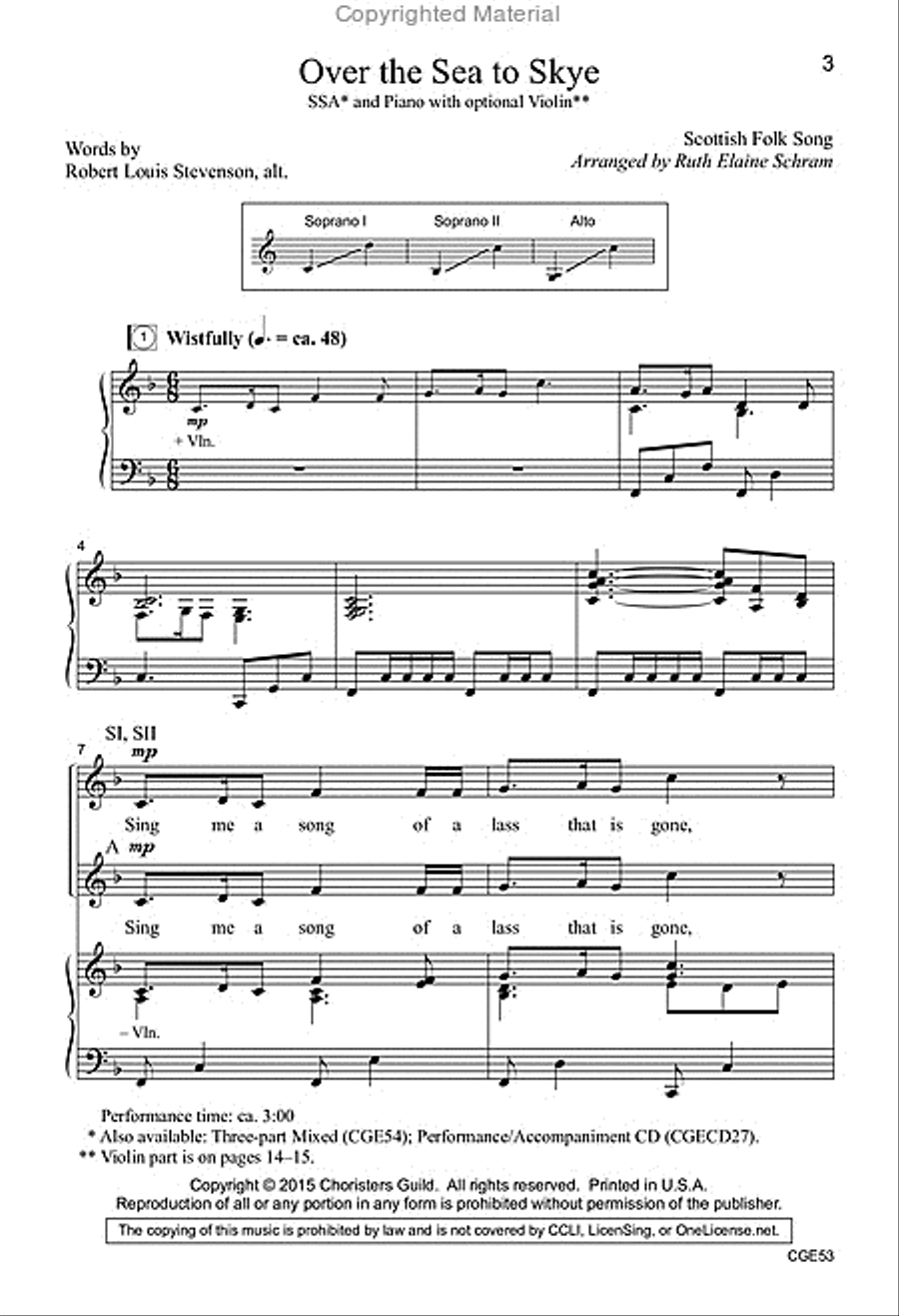 Over the Sea to Skye (SSA with Opt. Violin) SSA scores gallery preview page 2