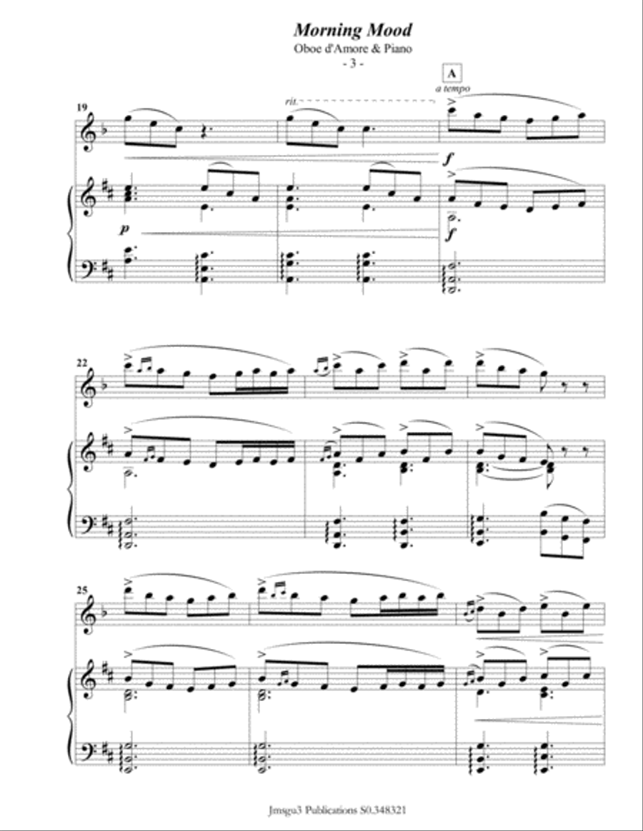 Grieg: Morning Mood from Peer Gynt Suite for Oboe d'Amore & Piano Oboe scores gallery preview page 4