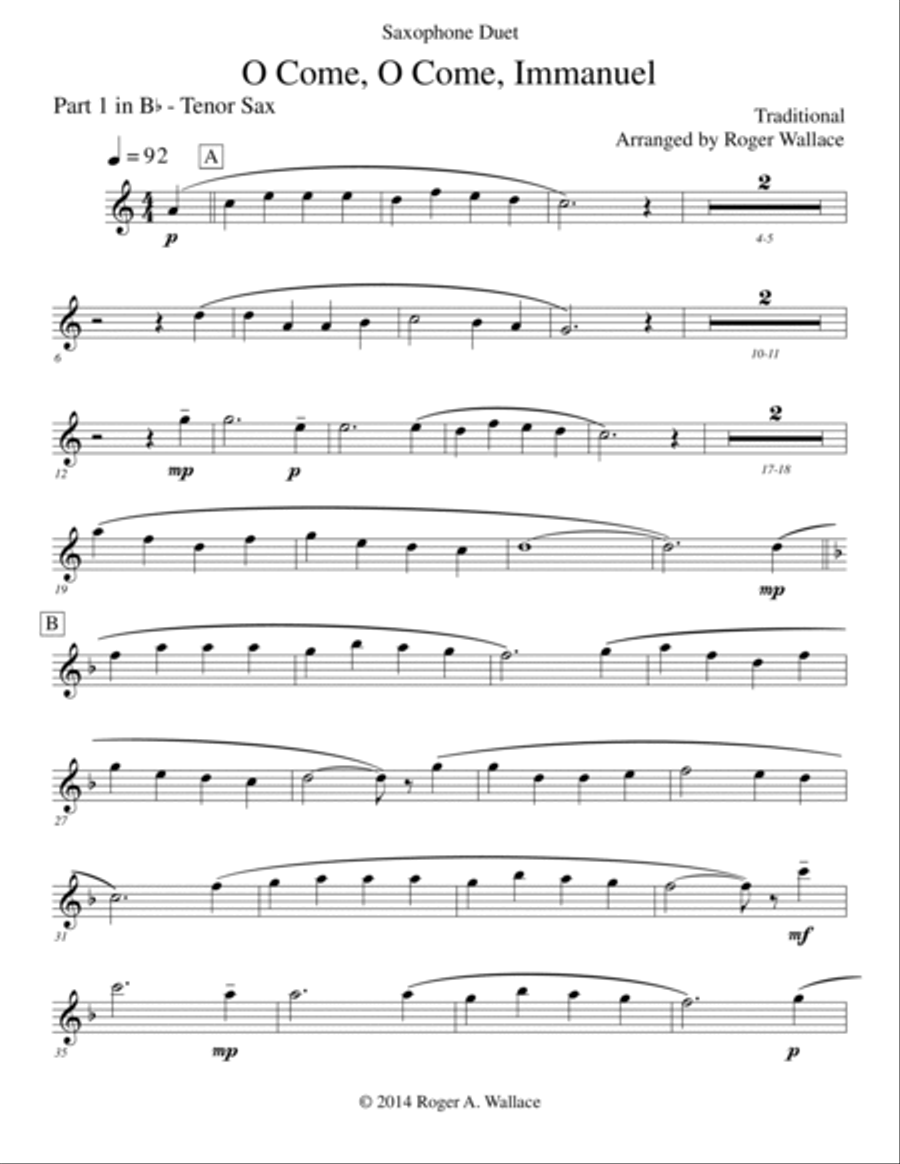 O Come, O Come, Immanuel (Emmanuel) - Sax Duet Woodwind Duet scores gallery preview page 4