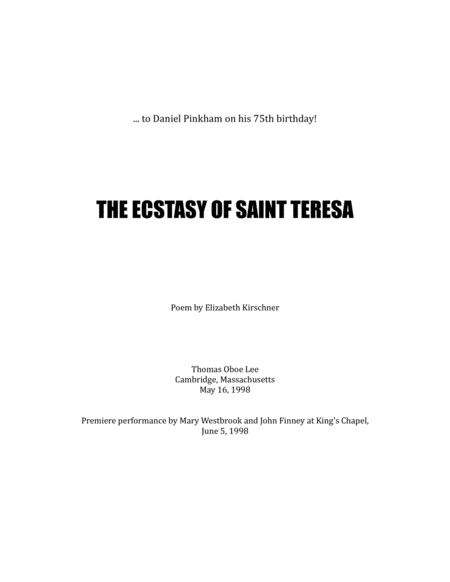 The Ecstasy of Saint Teresa (1998) for mezzo-soprano and organ image number null