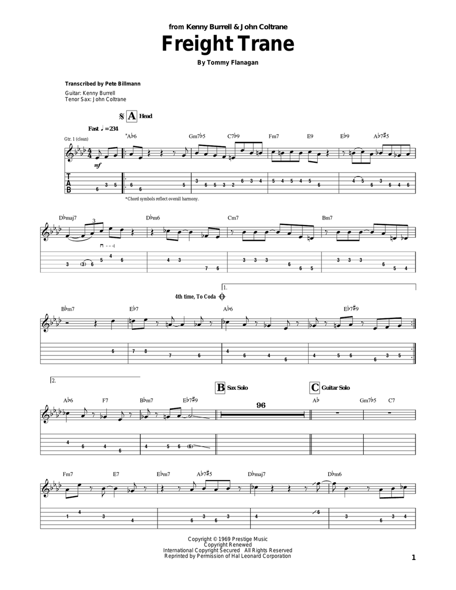 Freight Trane Electric Guitar scores gallery preview page 1
