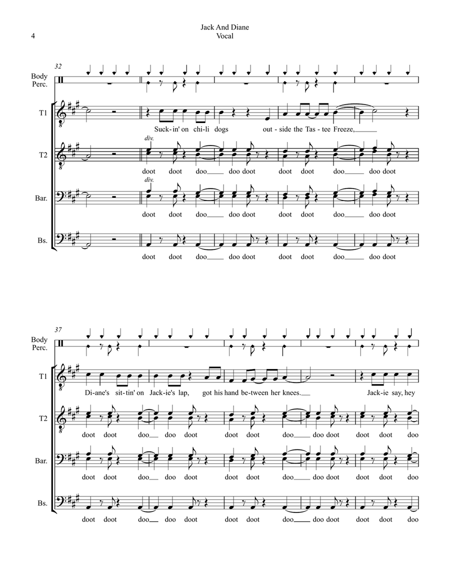 Jack And Diane TTBB scores gallery preview page 4
