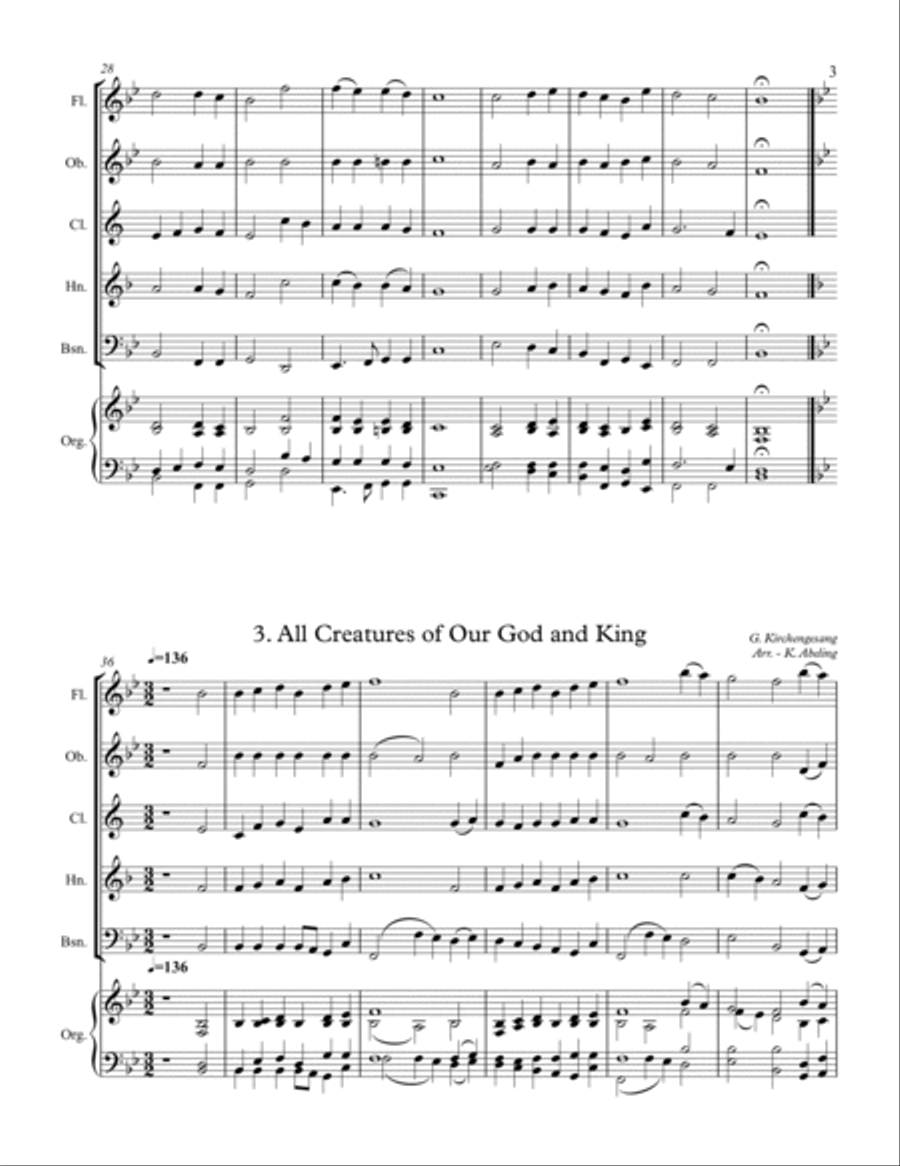 40 Beloved Christian Hymns Volume I (for Woodwind Quintet and optional Organ) Woodwind Quintet scores gallery preview page 4
