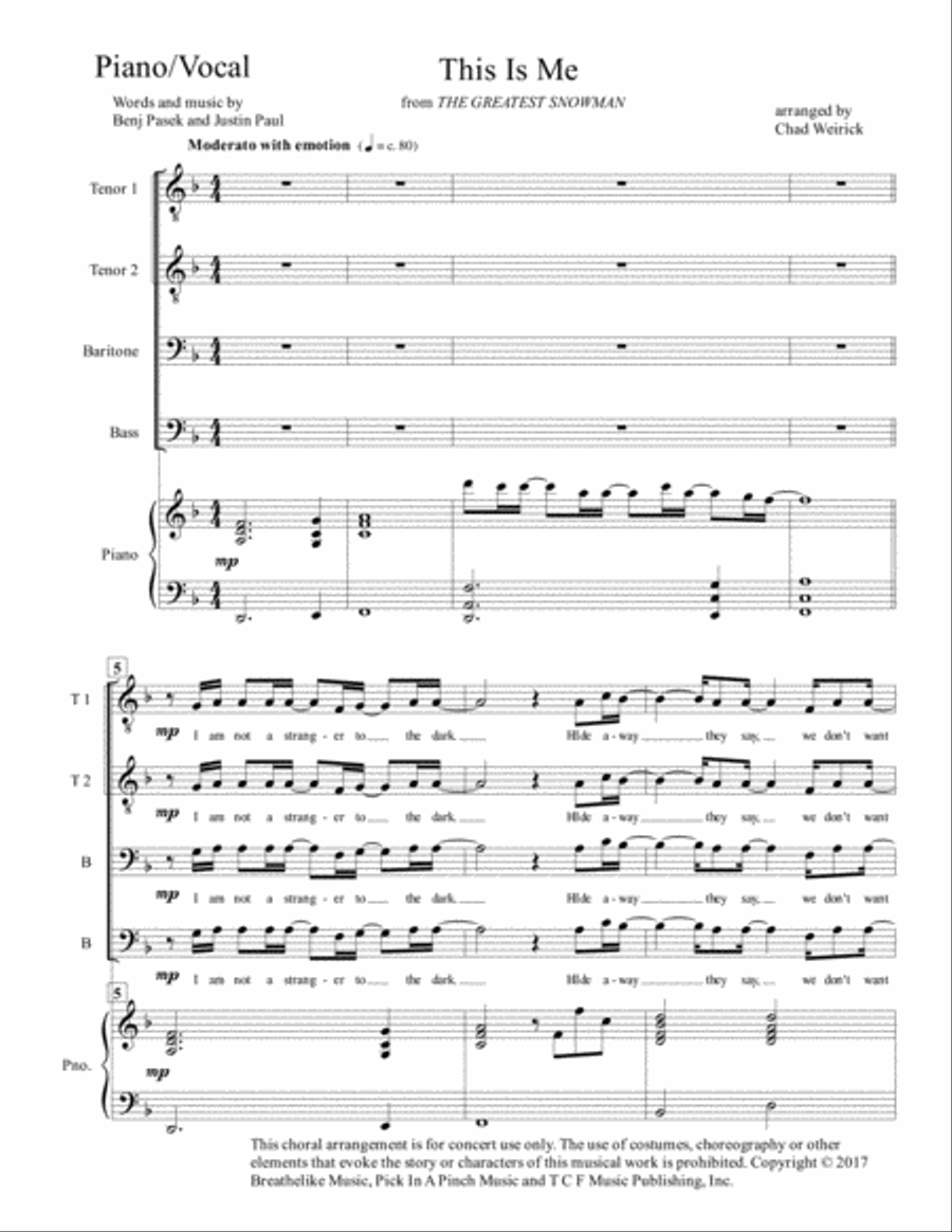 This Is Me TTBB scores gallery preview page 1