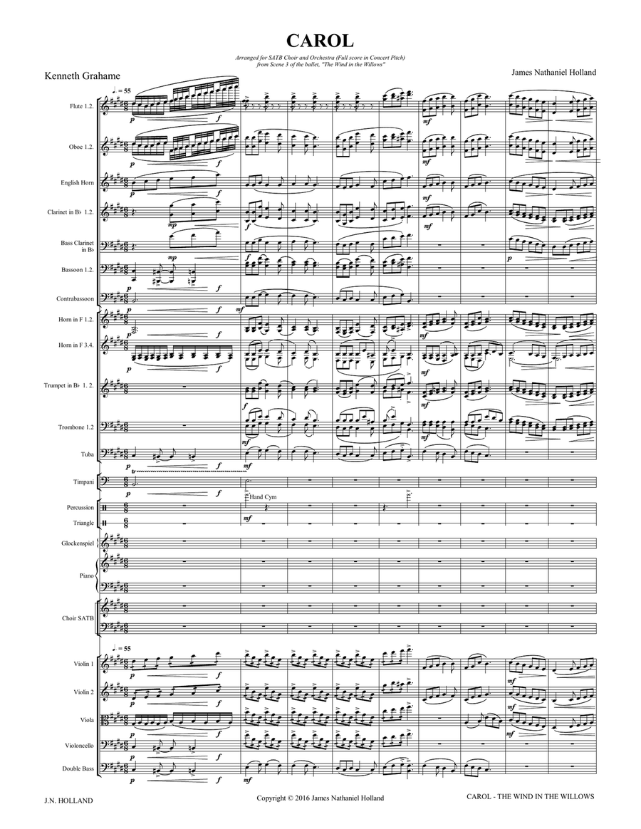 Carol, (Villagers All This Frosty Tide) arranged for SATB Chorus and Orchestra from The Wind in the 4-Part scores gallery preview page 5