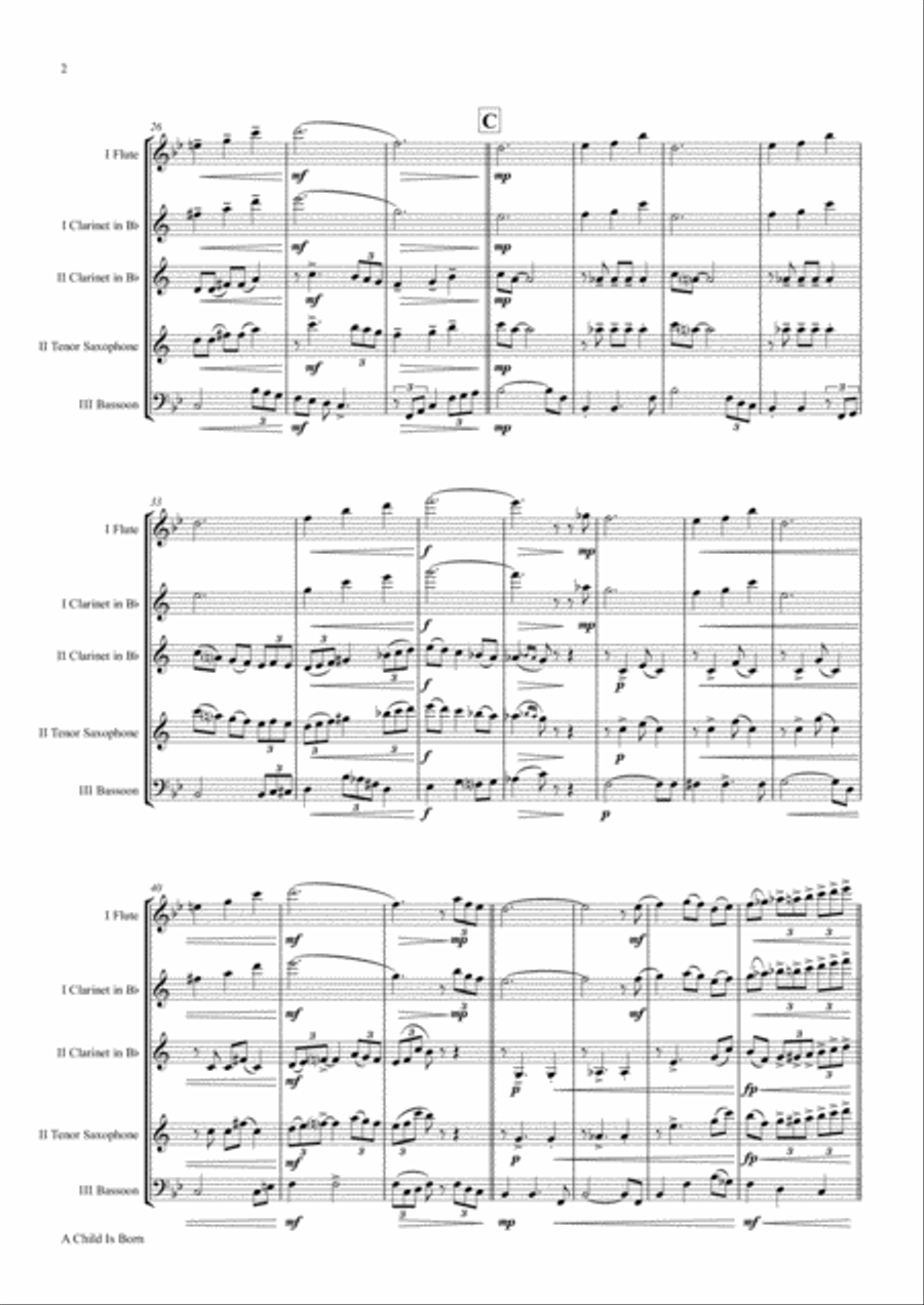 A Child Is Born Woodwind Trio scores gallery preview page 2