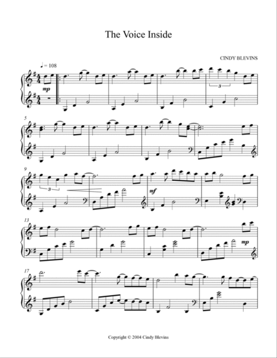 The Voice Inside, original solo for Lap Harp Voice scores gallery preview page 2