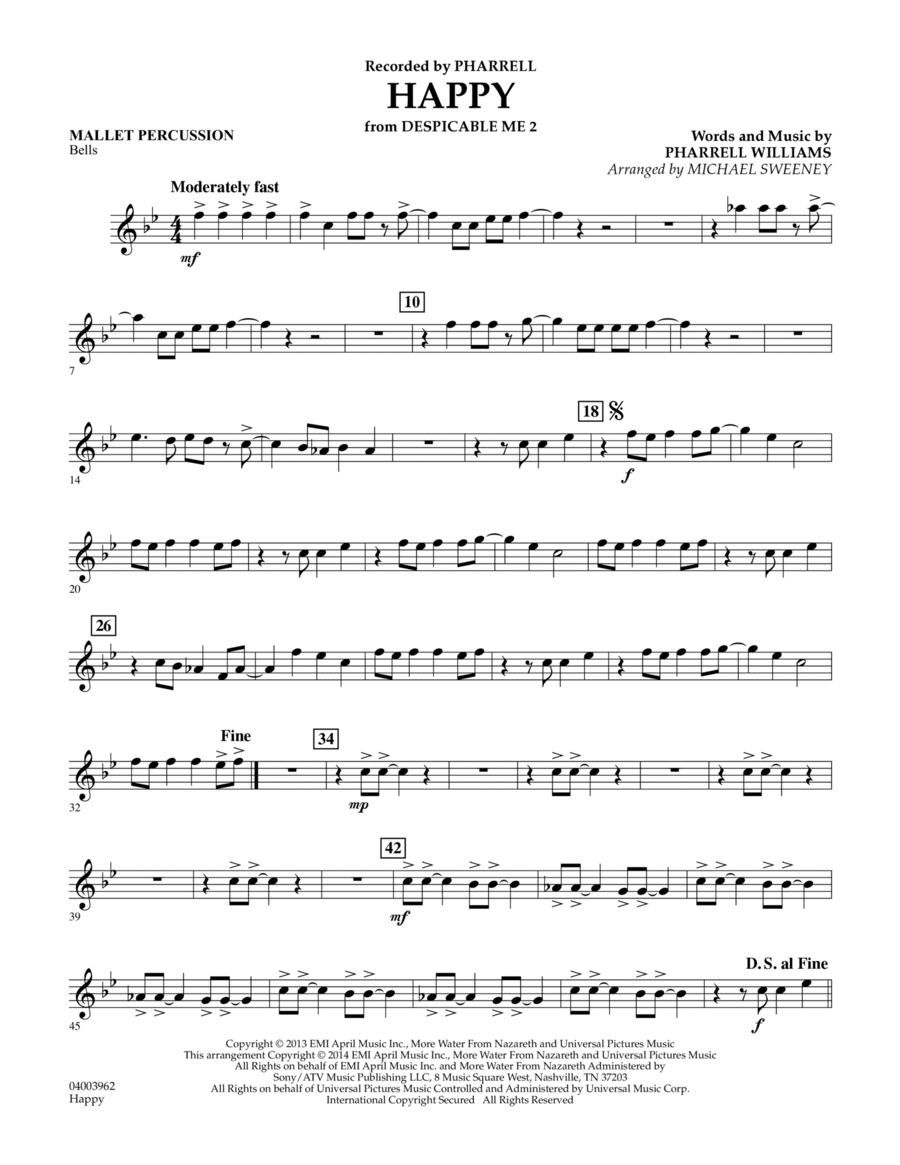 Happy (from Despicable Me 2) - Mallet Percussion Concert Band scores gallery preview page 1