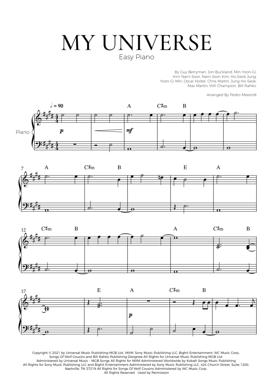 My Universe Easy Piano scores gallery preview page 1