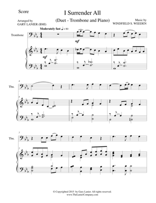 I SURRENDER ALL (Duet – Trombone and Piano/Score and Parts)