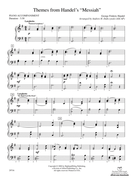 Themes from Handel's Messiah: Piano Accompaniment