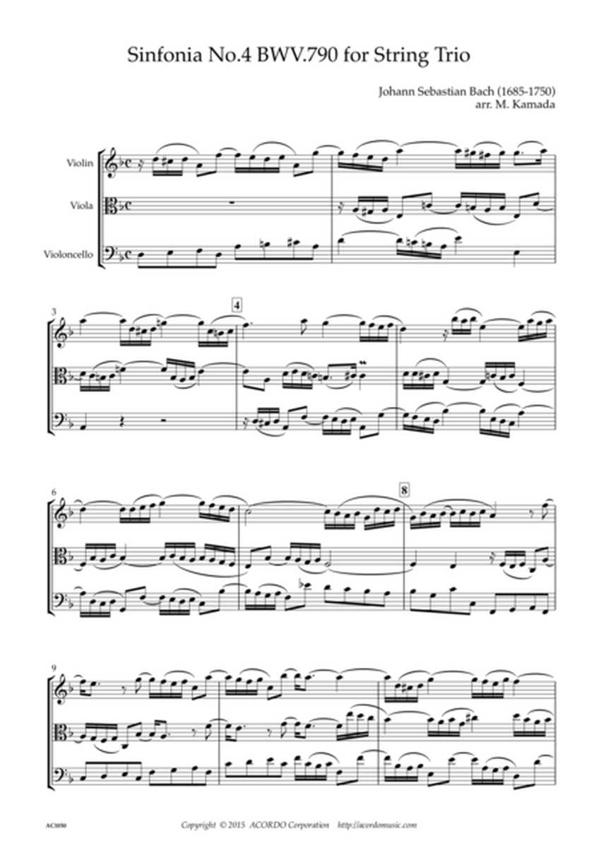Sinfonia No.4 BWV.790 for String Trio image number null