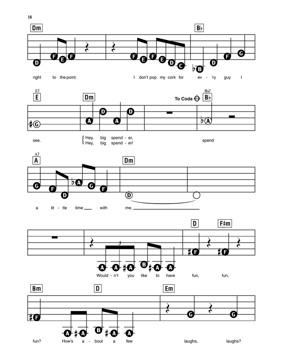 Big Spender (from Sweet Charity) Electronic Keyboard scores gallery preview page 2