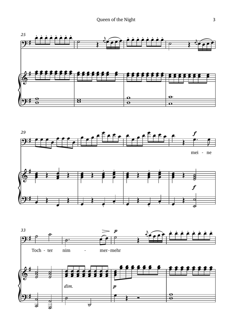 Queen of the Night (aria) - for BASS in E minor Chamber Music scores gallery preview page 3