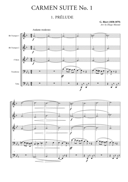 Prelude & Aragonaise from "Carmen Suite" for Brass Quintet image number null