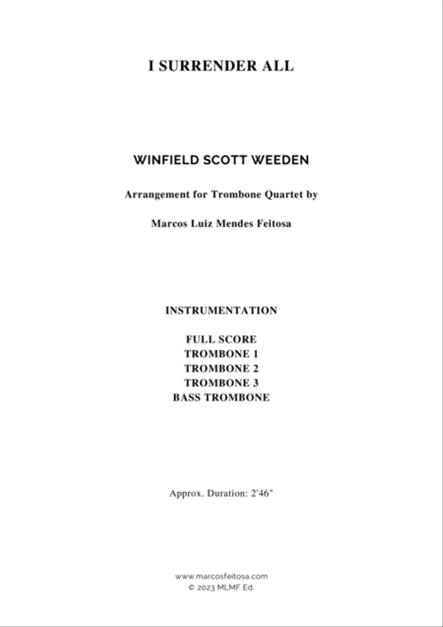 I Surrender All (Tudo Entregarei) - Trombone Quartet Brass Quartet scores gallery preview page 2