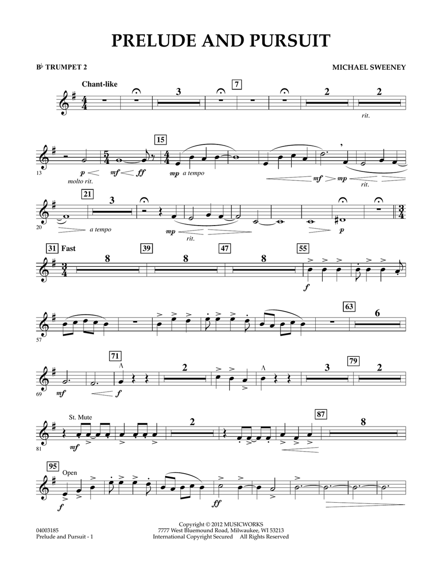 Prelude And Pursuit - Bb Trumpet 2 Concert Band scores gallery preview page 1