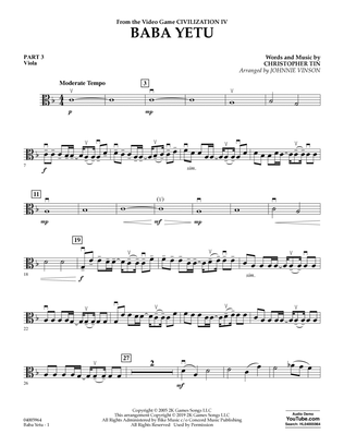 Book cover for Baba Yetu (from Civilization IV) (arr. Johnnie Vinson) - Pt.3 - Viola
