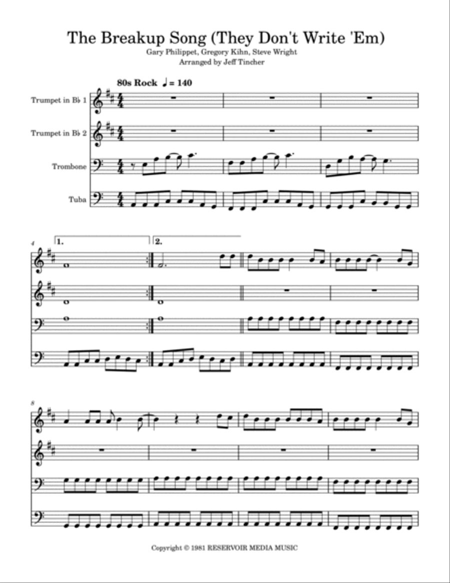 Breakup Song They Don't Write Em Brass Quartet scores gallery preview page 2