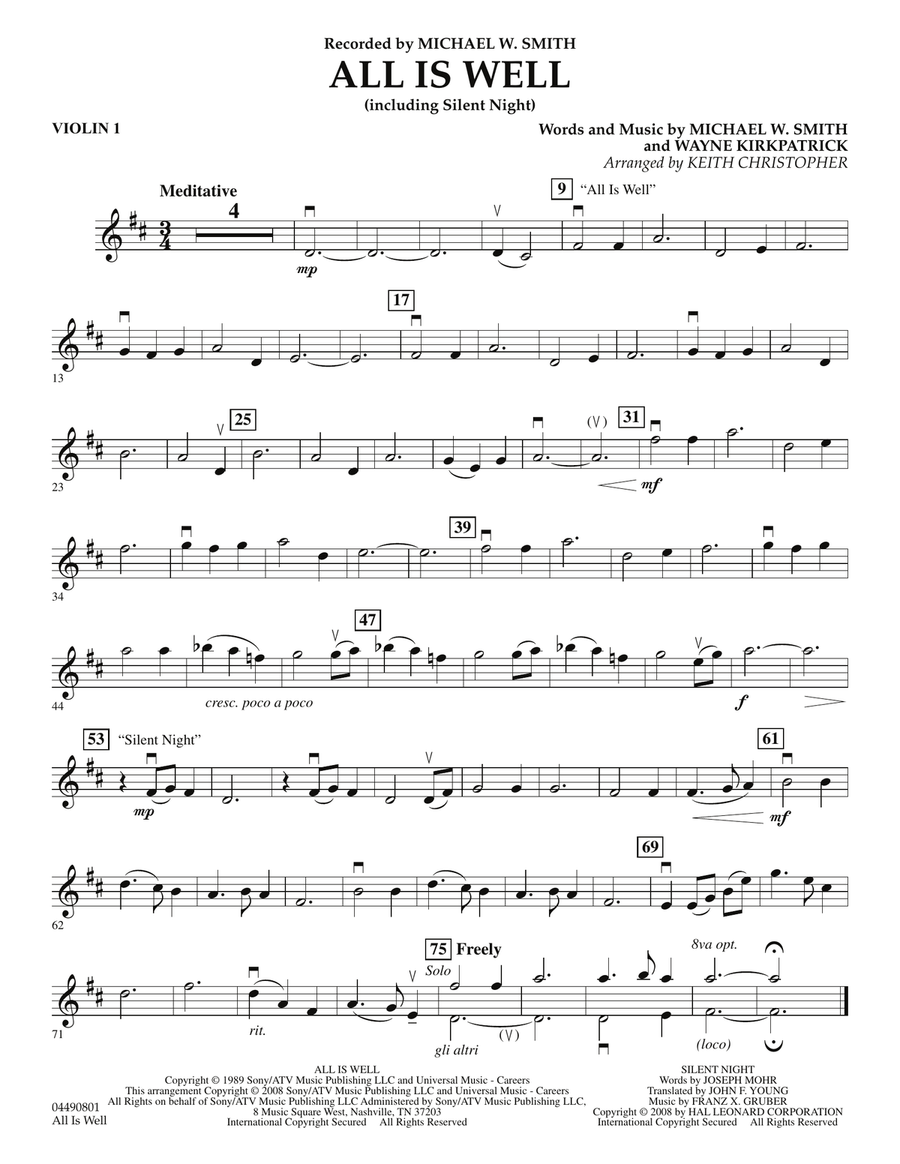 All Is Well (including Silent Night) - Violin 1