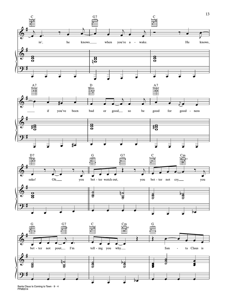 Santa Claus Is Comin' To Town (Vocal) Piano, Vocal, Guitar scores gallery preview page 4