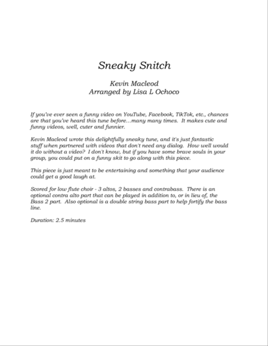 Sneaky Snitch Flute Choir scores gallery preview page 5
