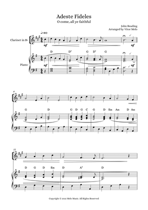 Adeste Fideles (O Come, All Ye Faithful) - Bb clarinet and piano
