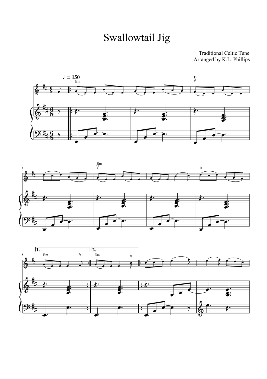 Swallowtail Jig - Celtic Violin Solo with Piano Accompaniment Violin Solo scores gallery preview page 2