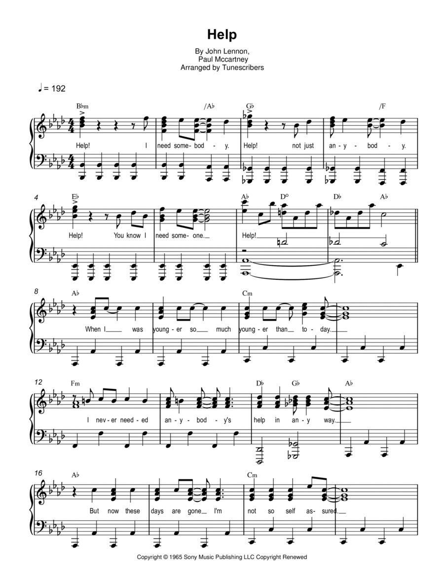 Help! Help! Piano Solo scores gallery preview page 1