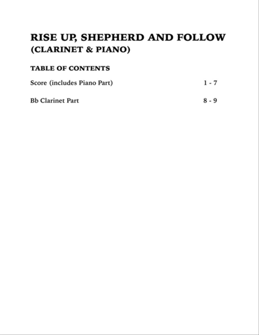 Rise Up, Shepherd and Follow (Clarinet and Piano) B-Flat Clarinet scores gallery preview page 4