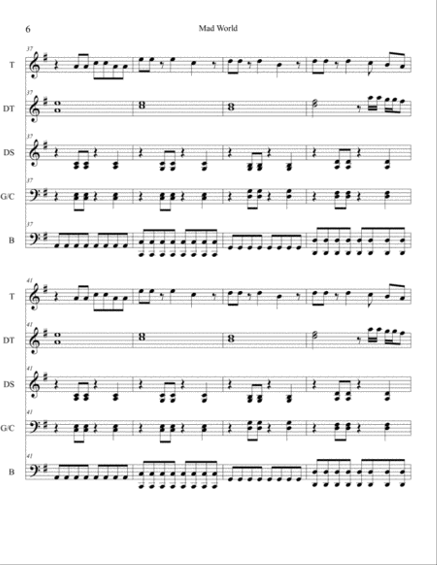 Mad World Mad World Percussion Ensemble scores gallery preview page 6