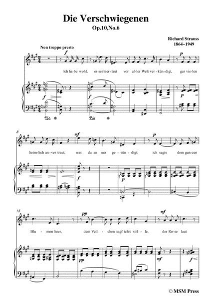 Richard Strauss-Die Verschwiegenen in f sharp minor,for Voice and Piano image number null
