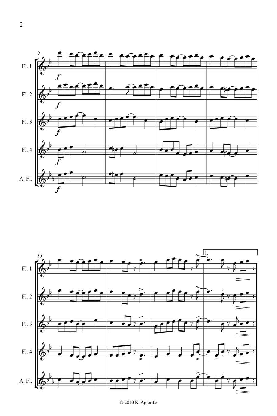 Jazz Carols Collection #2 Flute Quartet (Ding Dong Merrily, O Come All Ye Faithful, Royal David) Flute Quartet scores gallery preview page 3