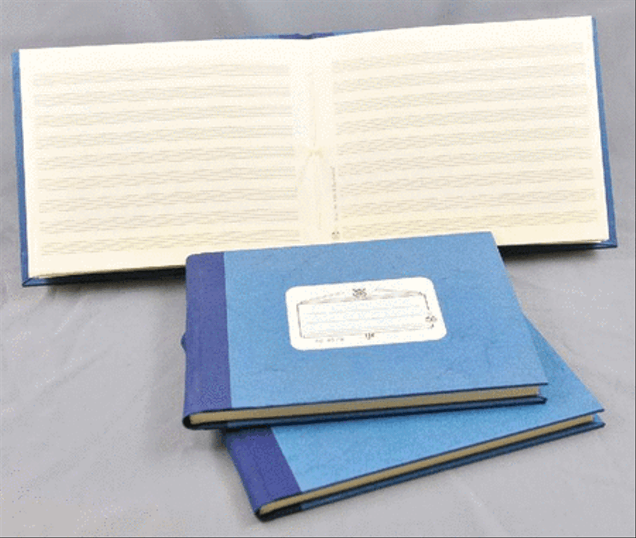 Book cover for Music manuscript book blue 9 staves