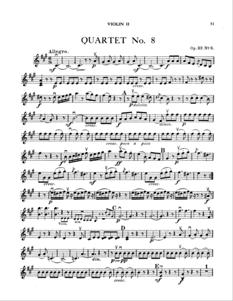 Boccherini: Nine Selected String Quartets String Quartet scores gallery preview page 1