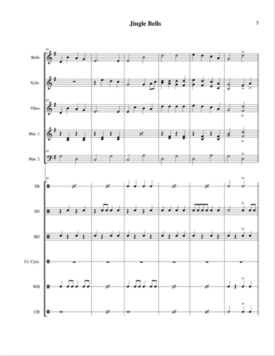 Jingle Bells for Percussion Ensemble Percussion Ensemble scores gallery preview page 6