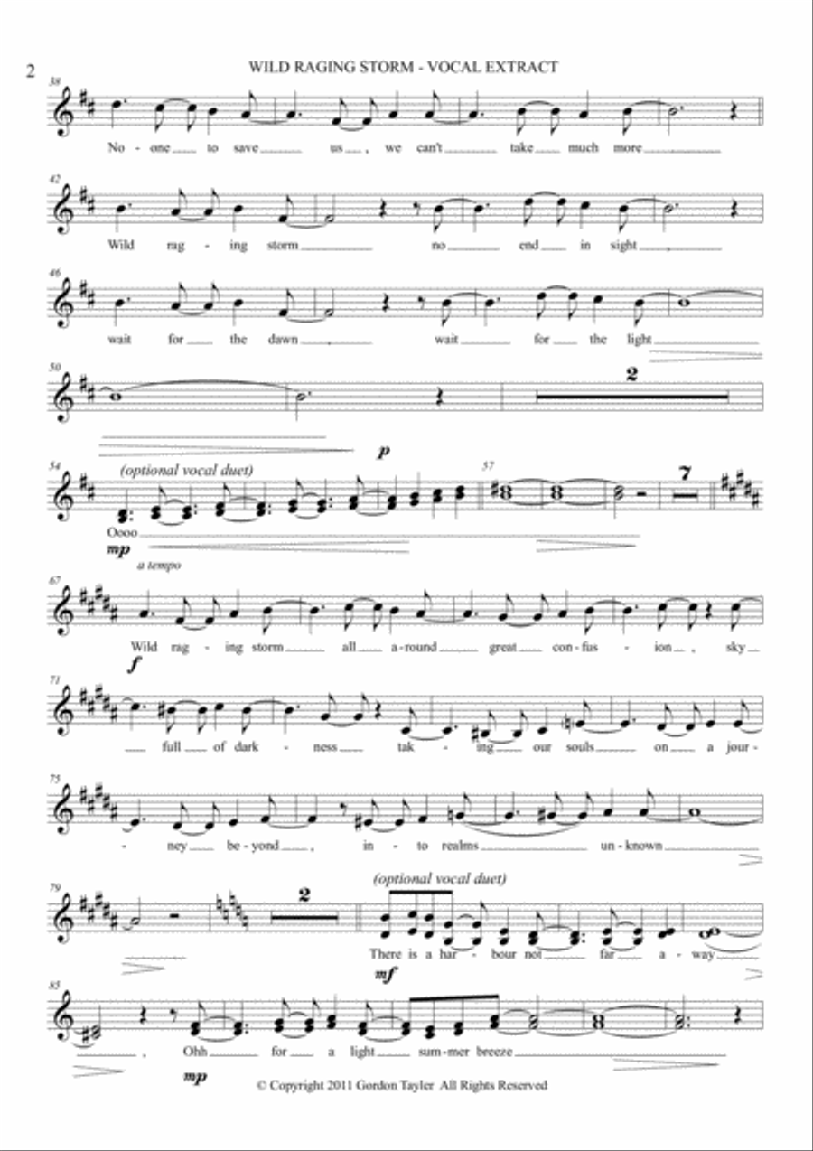 Wild Raging Storm Piano, Vocal, Guitar scores gallery preview page 2