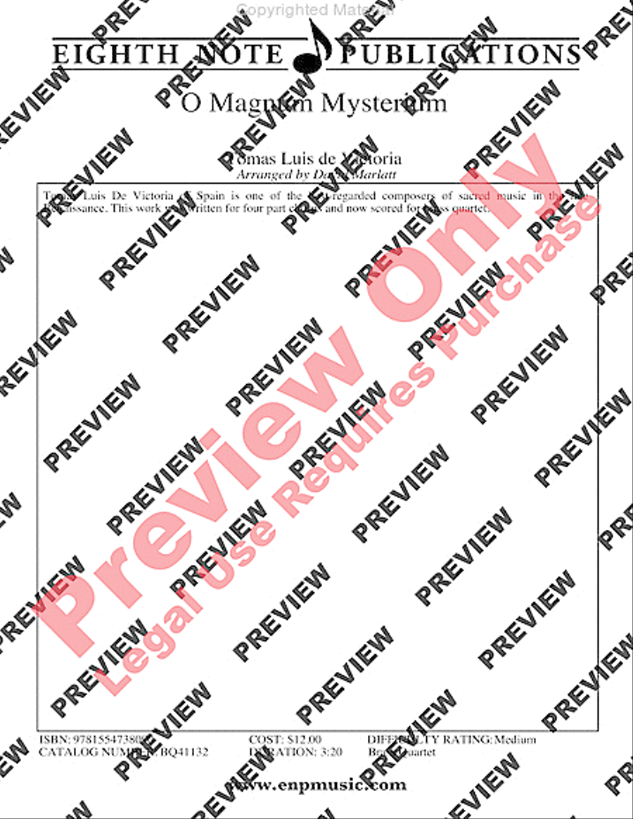 O Magnum Mysterium Brass Quartet scores gallery preview page 2