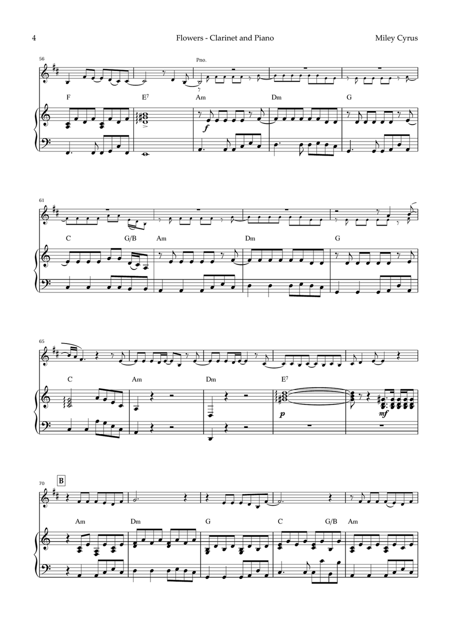 Flowers B-Flat Clarinet scores gallery preview page 4