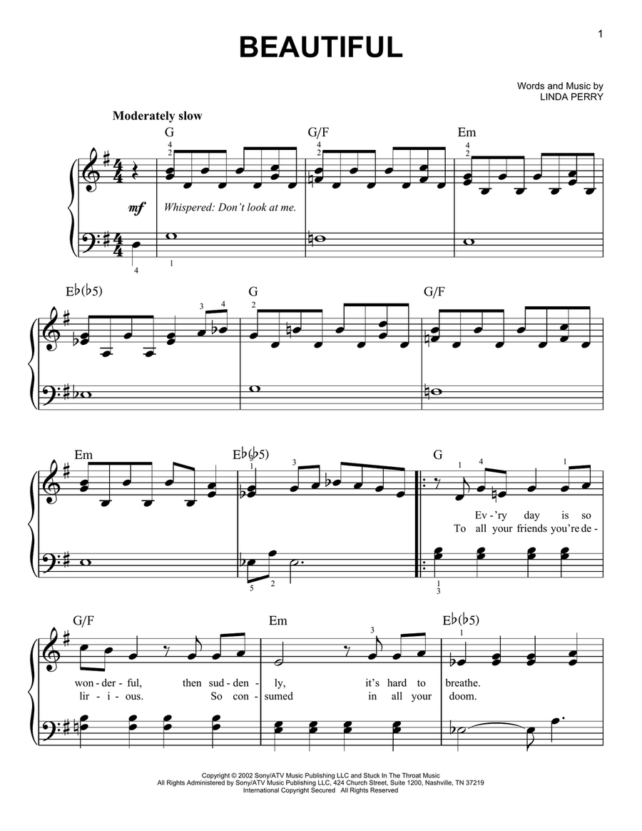 Beautiful Easy Piano scores gallery preview page 1