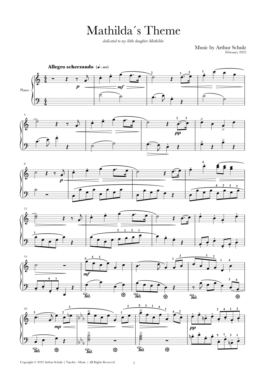 Mathilda´s Theme (Piano Version) Piano Solo scores gallery preview page 1