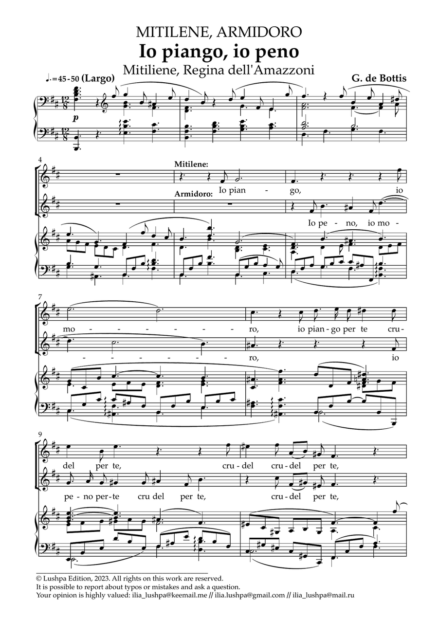 Io piango, io peno (B minor) Piano scores gallery preview page 3