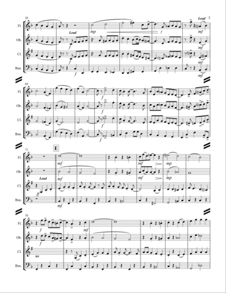 (There's No Place Like) Home For The Holidays Woodwind Quartet scores gallery preview page 4