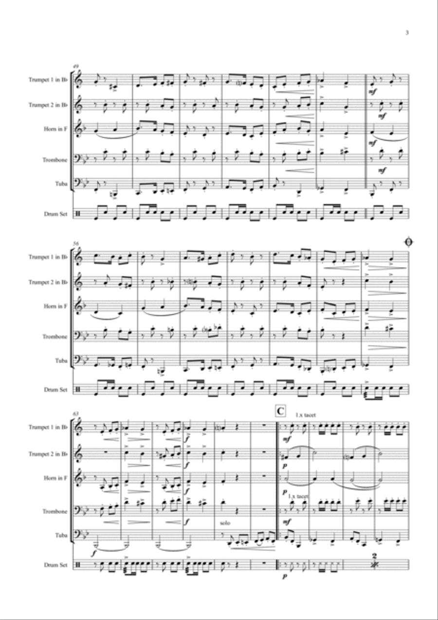 Tuba Galopp - Octoberfest - Tuba Solo - Fast Polka - Brass Quintet Brass Quintet scores gallery preview page 3